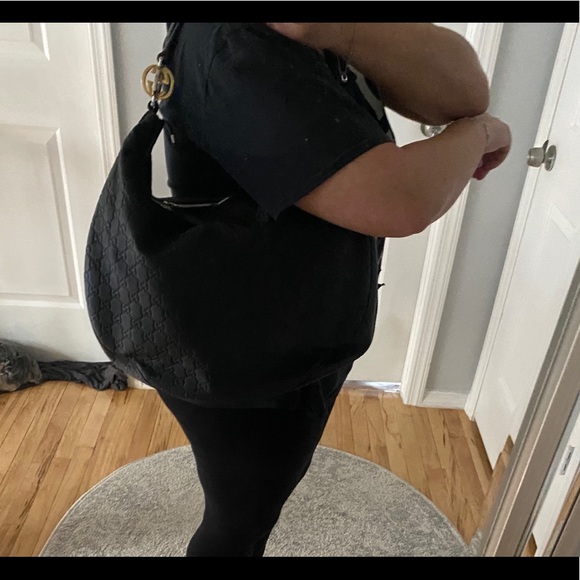 Gucci Guccissima Black Leather GG Hobo Bag - Picture 7 of 7